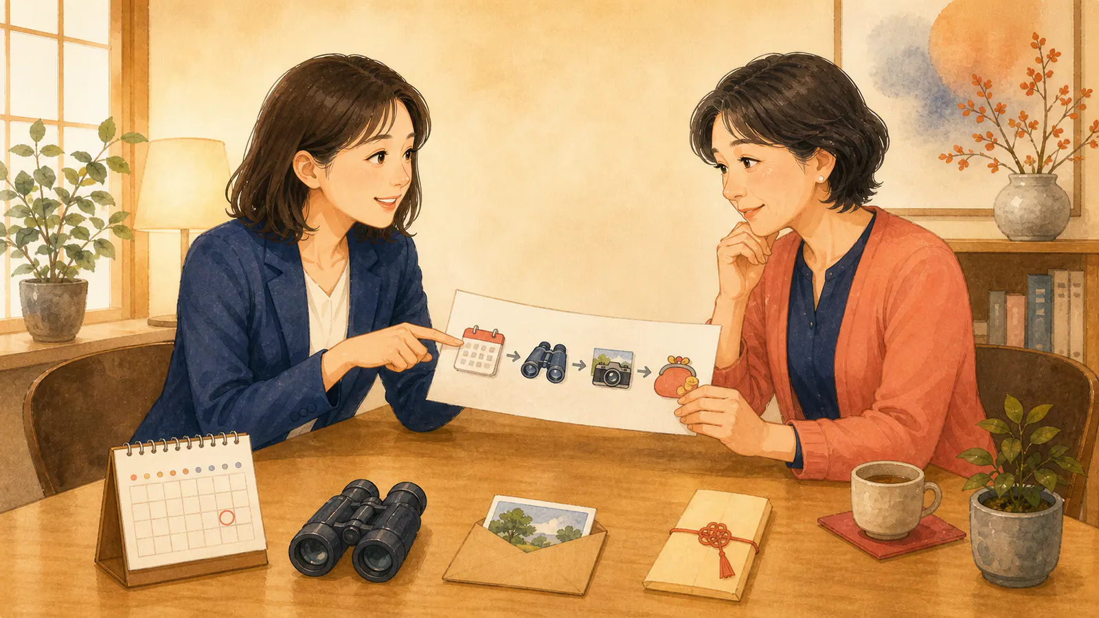 調査の開始から結果と支払いまでの分岐を確認するユキエと由美さん