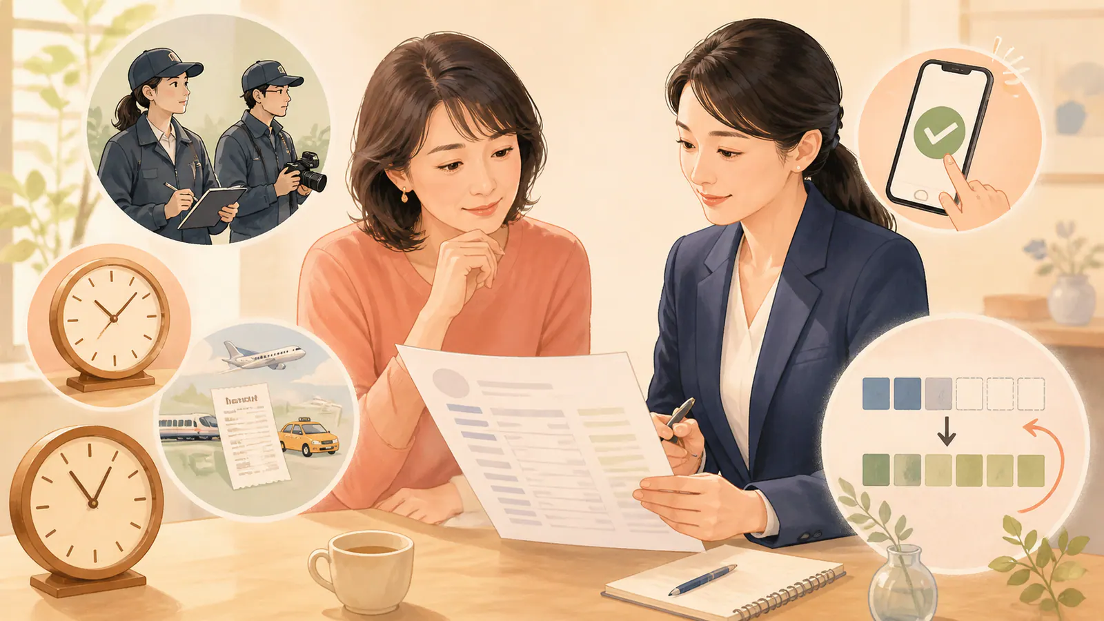 時間、調査員数、移動費、延長、未使用時間を見積書で確認する相談者
