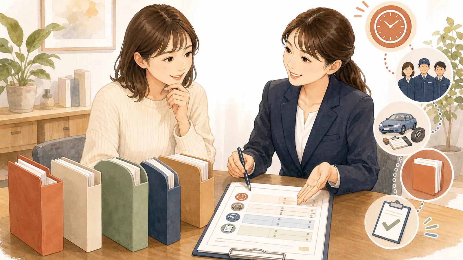 複数の料金プランについて説明を聞き、見積書の総額を確認する相談者